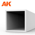 AK6549 styrene square hollow tube seen end-on: white plastic tube, 5.0 mm across the section, 350 mm long