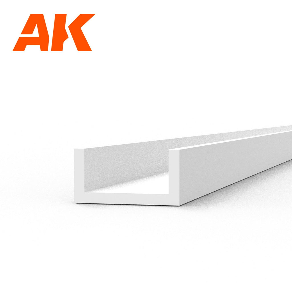 Ak Interactive Styrene U Channel 3.0 WIDTH X 350MM (4pcs) AK6555 - Hobby Heaven