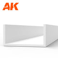 AK6558 styrene U channel: white three-sided plastic length, 6.0 mm across the opening, 350 mm long