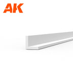AK6559 styrene angle: white L-section plastic length, 1.5 mm on each face and 350 mm long