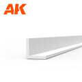 AK6560 styrene angle: white L-section plastic length, 2.0 mm on each face and 350 mm long