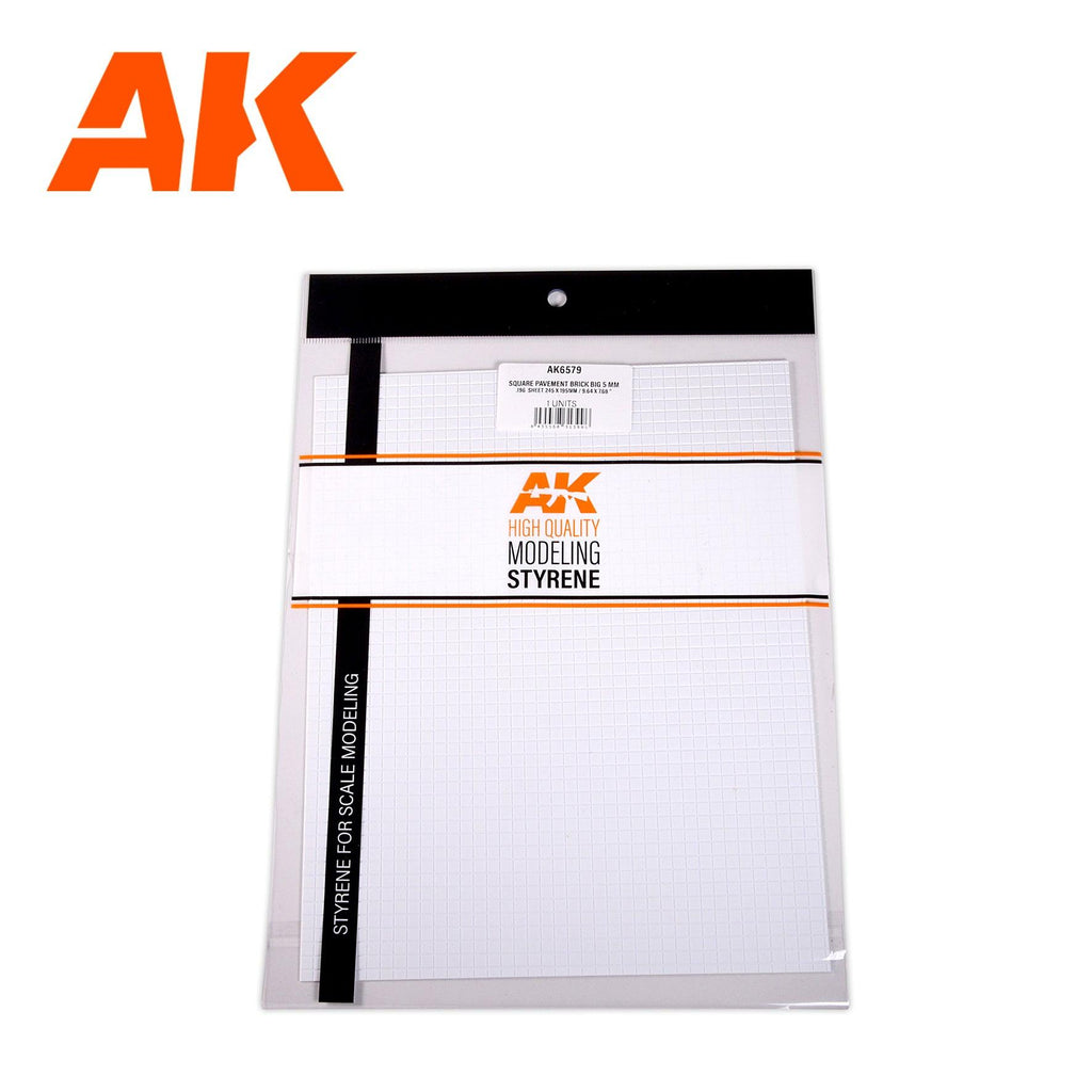 AK Interactive SQUARE PAVEMENT BRICK BIG 5mm.196,245x195 STYRENE AK6579 - Hobby Heaven