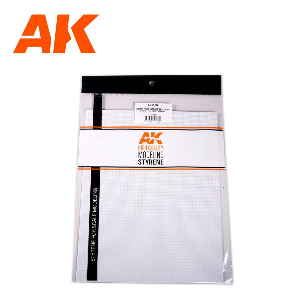 AK Interactive SQUARE PAVEMENT BRICK SMALL4mm.156,245x195 STYRENE AK6580 - Hobby Heaven