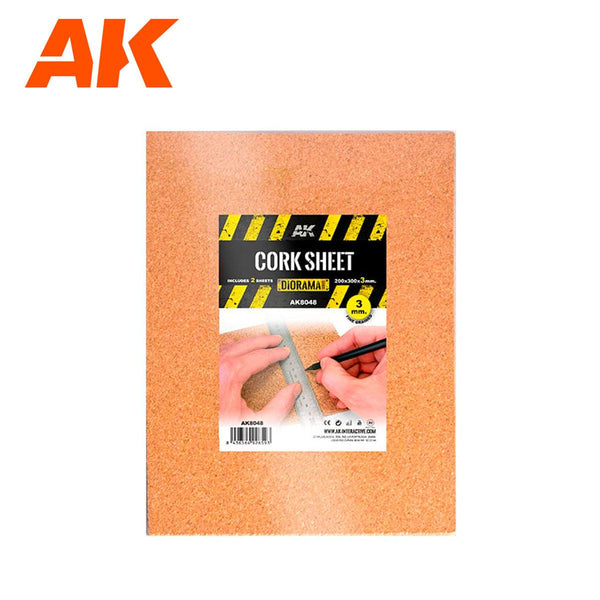 AK Interactive Cork Sheet 200x300x3mm fine grained AK8048 - Hobby Heaven