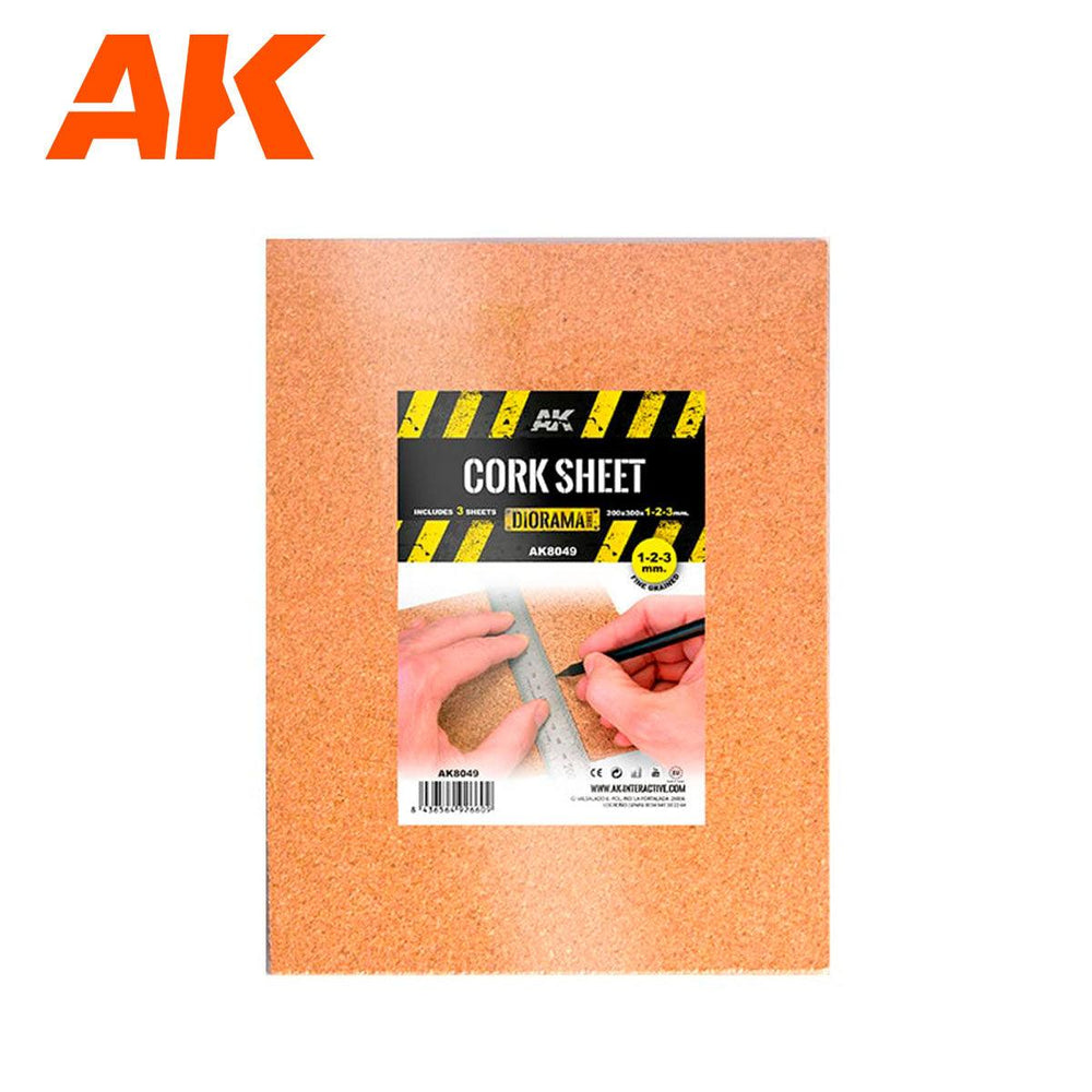 AK Interactive Cork Sheet Fine Grained 200X300X1-2-3MM AK8049 - Hobby Heaven