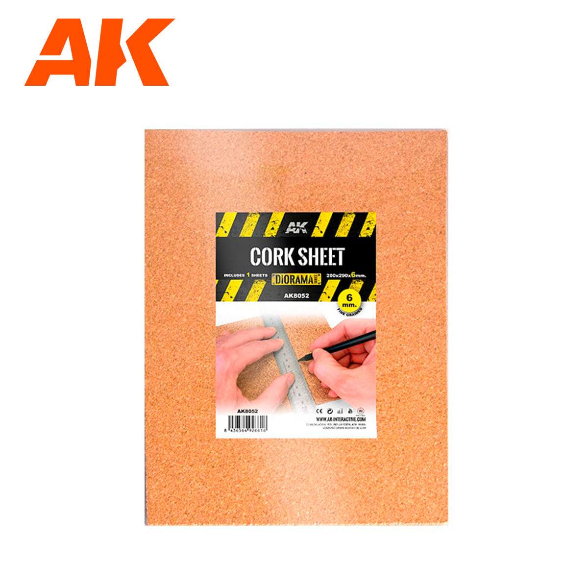 AK Interactive Cork Sheet 200x290x 6mm fine grained AK8052 - Hobby Heaven