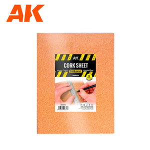 AK Interactive Cork Sheet 200x290x 6mm fine grained AK8052 - Hobby Heaven