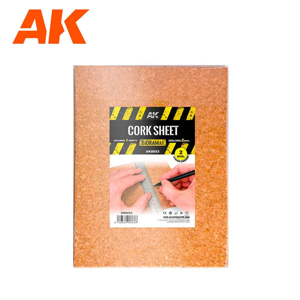 AK Interactive Cork Sheet 200x300x 2mm coarse grained AK8053 - Hobby Heaven