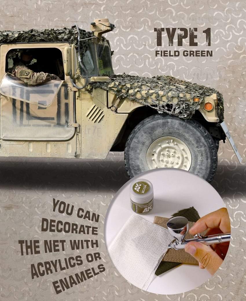 AK Interactive CAMOUFLAGE NET FIELD GREEN TYPE 1 - Hobby Heaven