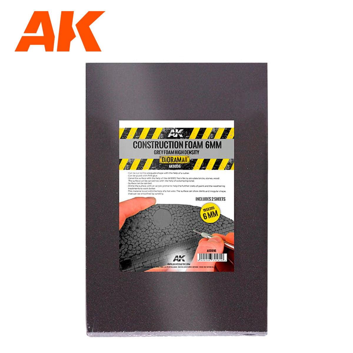 AK Interactive CONSTRUCTION FOAM 6MM - GREY FOAM 195 x 295 MM AK8096 - Hobby Heaven