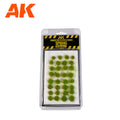 AK8248 Grass Tufts with Stones Spring in its blister, a sheet of bright green tufts under an AK Diorama card printed SPRING