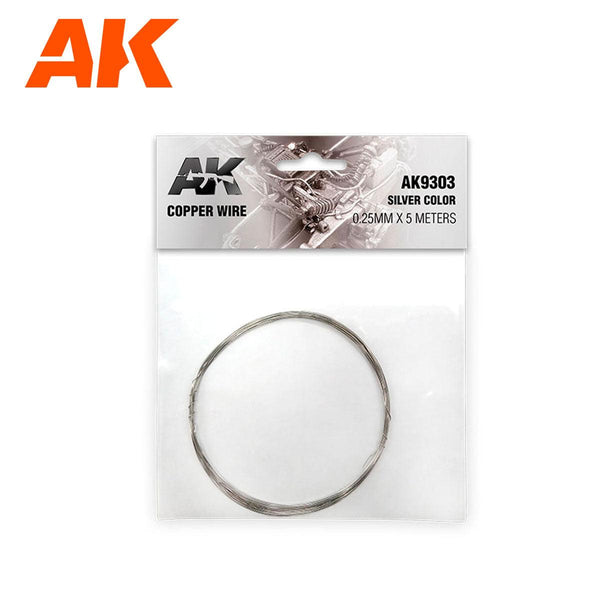 AK Interactive Copper Wire 0.25mm x5meters Silver AK9303 - Hobby Heaven