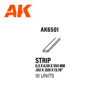 Ak Interactive Styrene Strips 0.30 X 0.50 X 350MM (10 pcs) AK6501 - Hobby Heaven