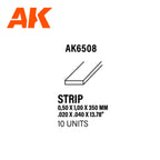 Ak Interactive Styrene Strips 0.50 X 1.00 X 350MM (10 pcs) AK6508 - Hobby Heaven