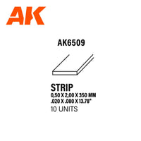 Ak Interactive Styrene Strips 0.50 X 2.00 X 350MM (10 pcs) AK6509 - Hobby Heaven