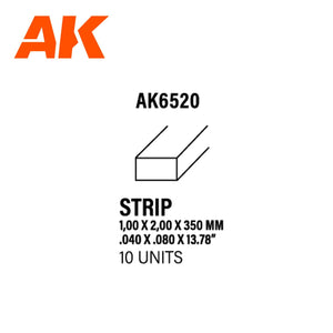 Ak Interactive Styrene Strips 1.00 X 2.00 X 350MM (10 pcs) AK6520 - Hobby Heaven