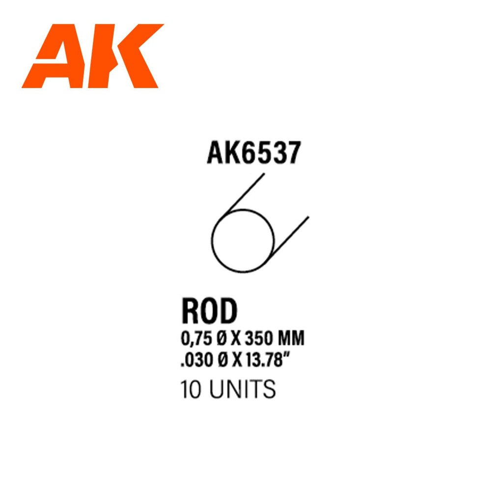 Ak Interactive Styrene Rod 0.75 Diam X 350MM (10pcs) AK6537 - Hobby Heaven