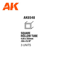 Ak Interactive Styrene Square Hollow Tube 4.00 X 350MM (3pcs) AK6548 - Hobby Heaven