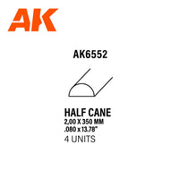 Ak Interactive Styrene Half Cane 2.00 X 350MM (4pcs) AK6552 - Hobby Heaven
