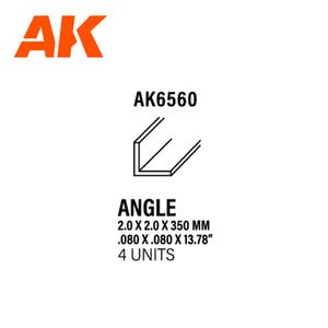 Ak Interactive Styrene Angle 2.0 X 2.0 X 350MM (4pcs) AK6560 - Hobby Heaven