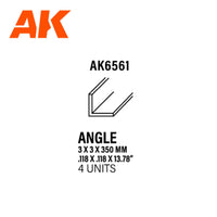 Ak Interactive Styrene Angle 3.0 X 3.0 X 350MM (4pcs) AK6561 - Hobby Heaven