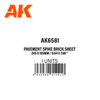 AK Interactive PAVEMENT SPIKE BRICK SHEET 245x195mm STYRENE AK6581 - Hobby Heaven