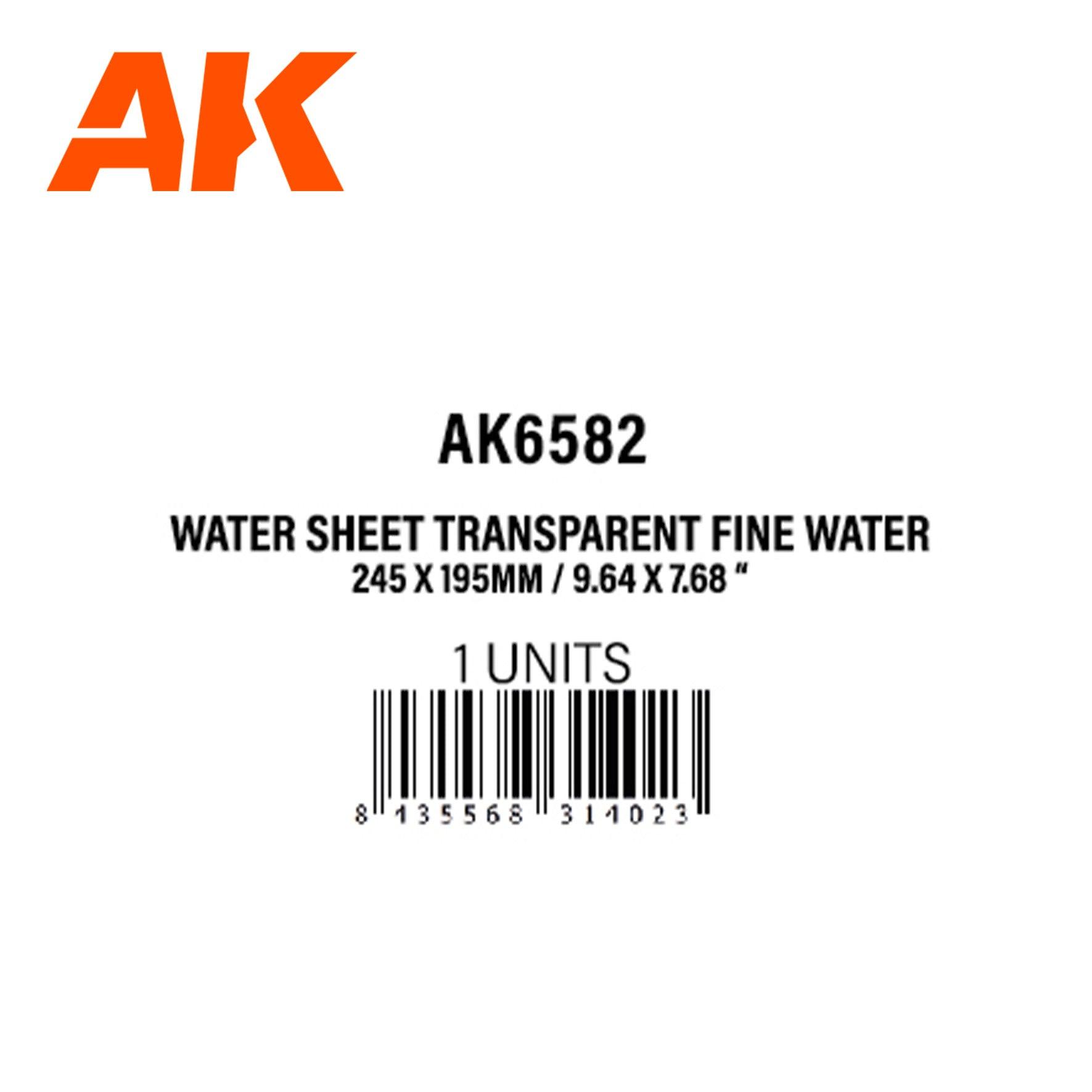 AK Interactive WATER SHEET TRANSPARENT Fine Water 245x195 STY AK6582 - Hobby Heaven