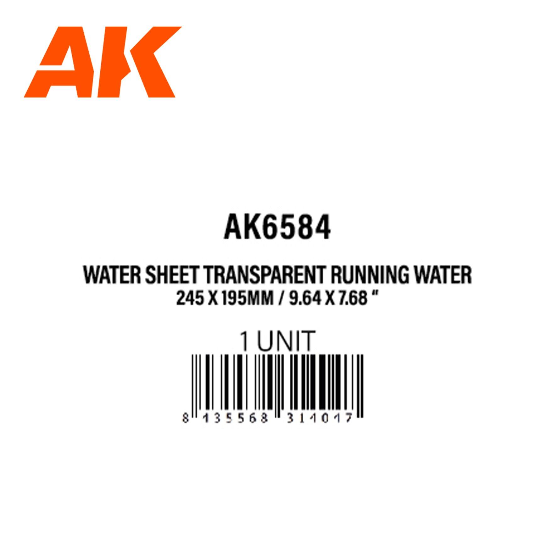 AK Interactive WATER SHEET TRANSPARENT Running Water 245x195 STYRENE AK6584 - Hobby Heaven