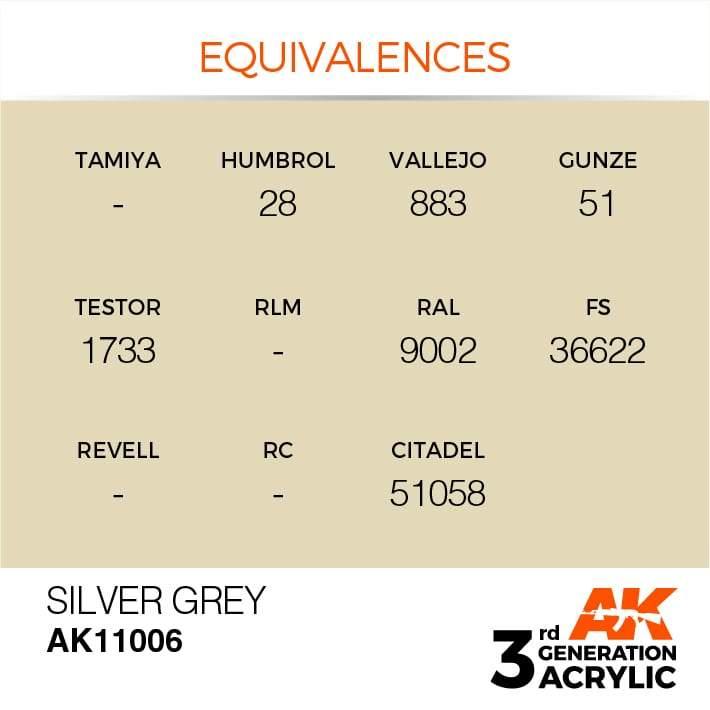 AK Interactive 3rd Gen Silver Grey 17ml - Hobby Heaven
