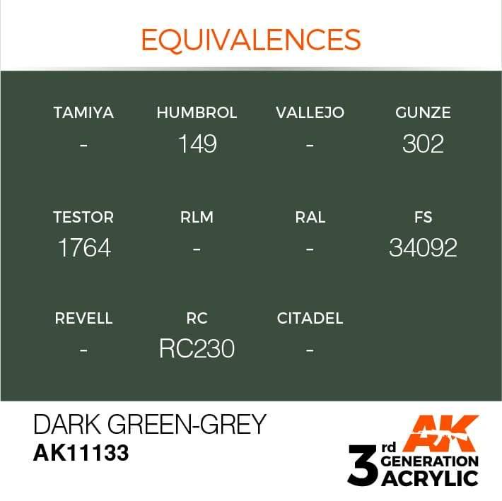 AK Interactive 3rd Gen Dark Green-Grey 17ml - Hobby Heaven