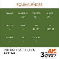 AK Interactive 3rd Gen Intermediate Green 17ml - Hobby Heaven
