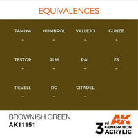 AK Interactive 3rd Gen Brownish Green 17ml - Hobby Heaven
