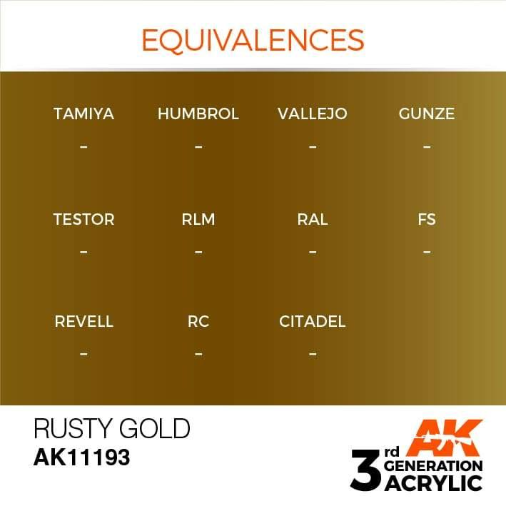 AK Interactive 3rd Gen Rusty Gold 17ml - Hobby Heaven