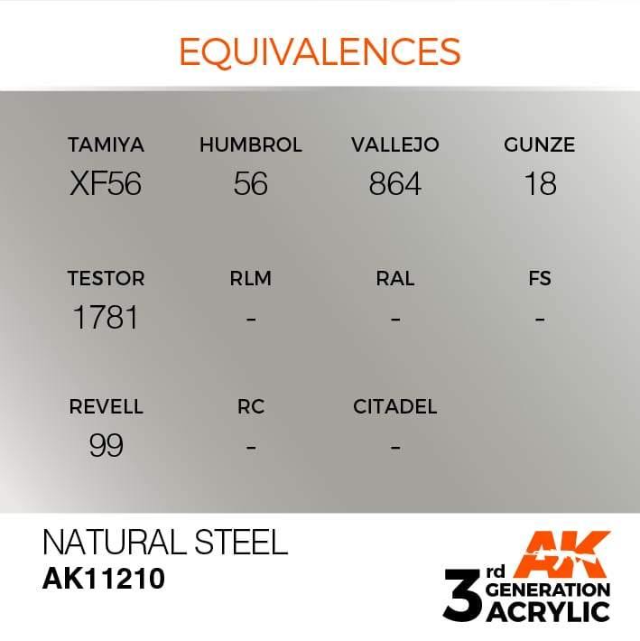 AK Interactive 3rd Gen Natural Steel 17ml - Hobby Heaven