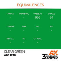 AK Interactive 3rd Gen Clear Green 17ml - Hobby Heaven
