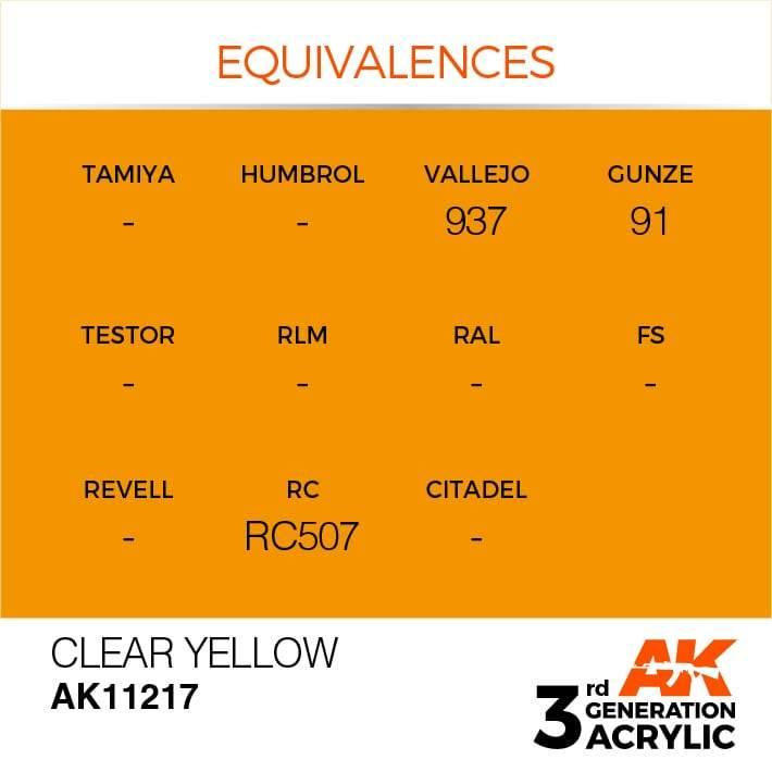 AK Interactive 3rd Gen Clear Yellow 17ml - Hobby Heaven
