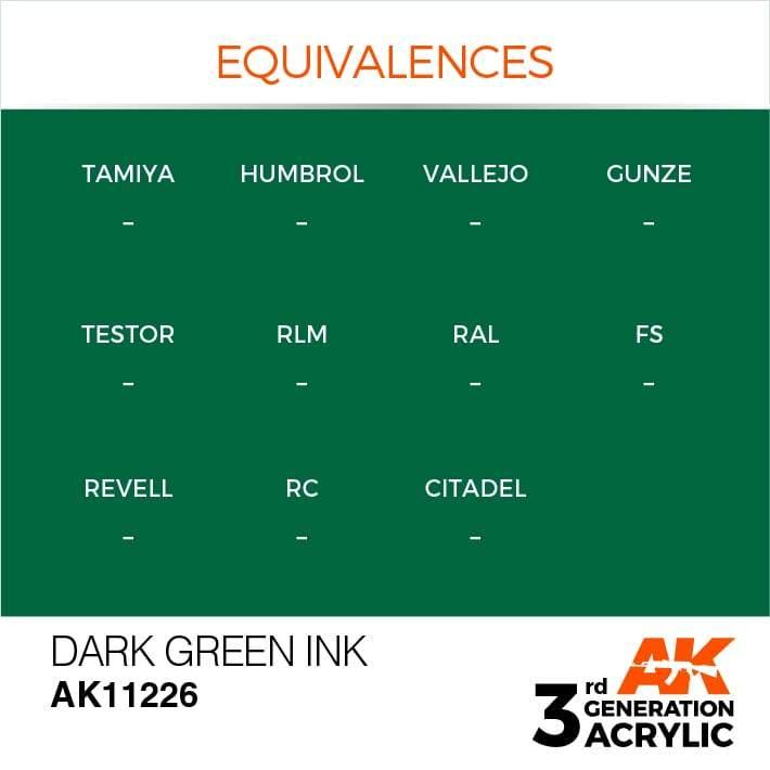 AK Interactive 3rd Gen Dark Green INK 17ml - Hobby Heaven