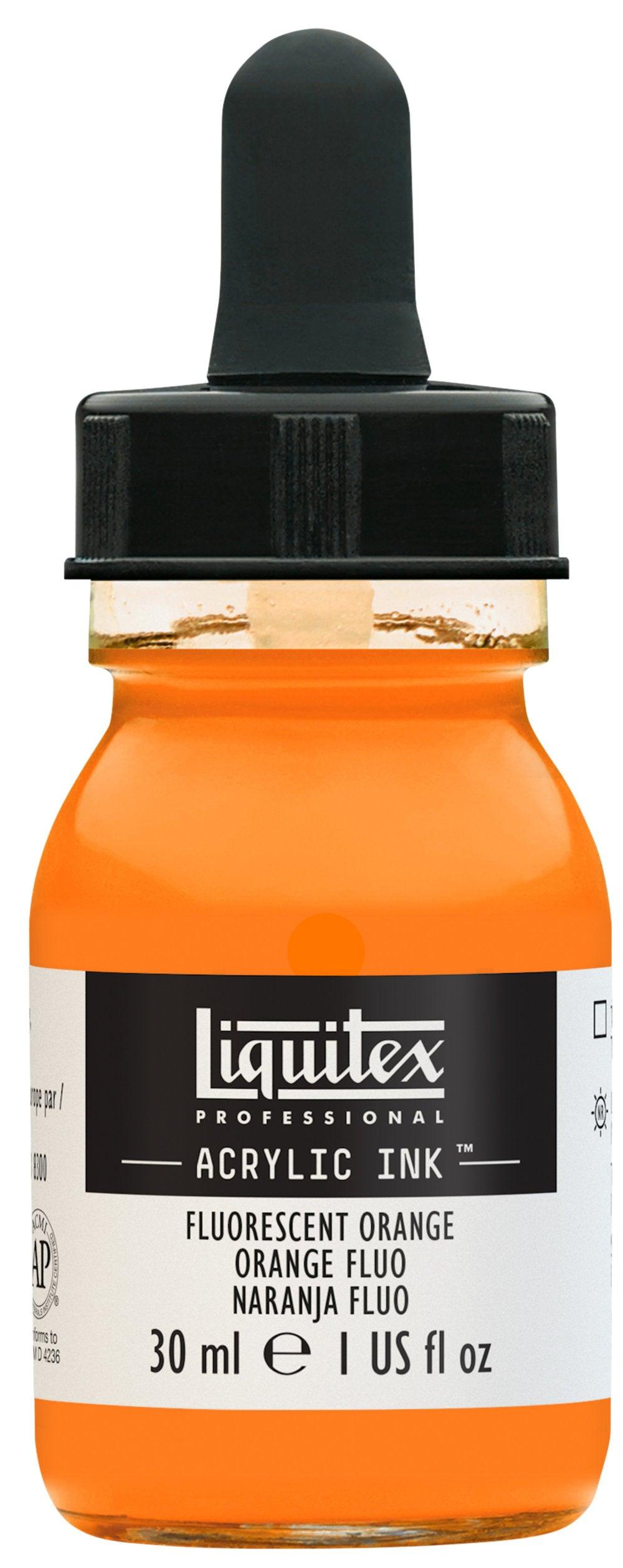 Liquitex Fluorescent Orange Proffesional Ink 30ml - Hobby Heaven