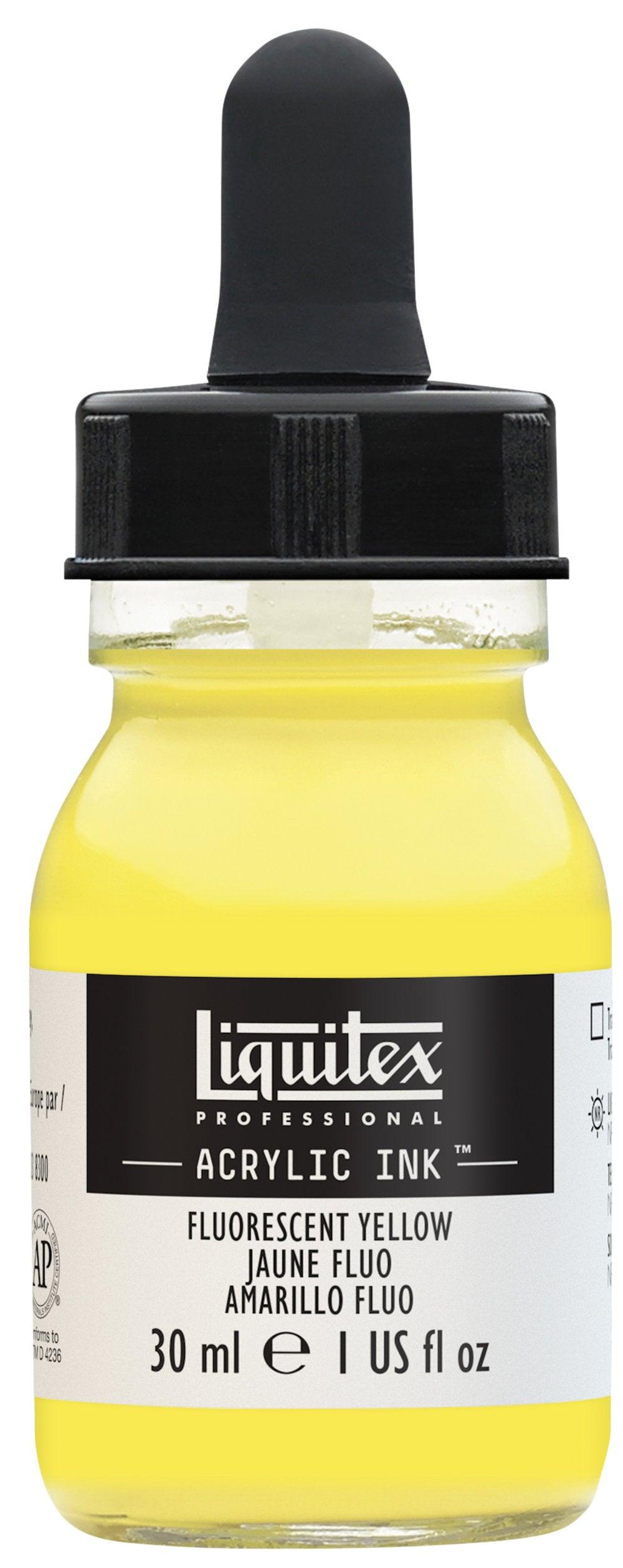 Liquitex Fluorescent Yellow Proffesional Ink 30ml - Hobby Heaven