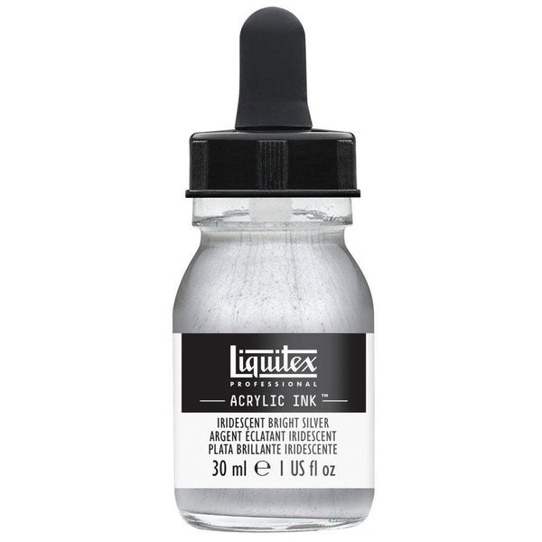Liquitex Iridescent Bright Silver Acrylic Ink 30ml - Hobby Heaven