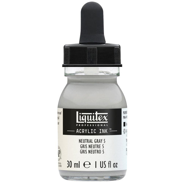 Liquitex Neutral Gray 5 Acrylic Ink 30ml - Hobby Heaven