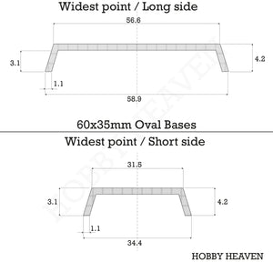 60x35mm Oval Plain Plastic Bases - Hobby Heaven