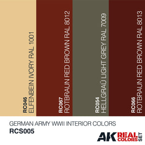 Ak Interactive Real Colors GERMAN ARMY WWII INTERIOR COLORS SET RCS005 - Hobby Heaven