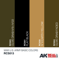 Ak Interactive Real Colors WWII U.S. ARMY BASIC COLORS SET RCS013 - Hobby Heaven