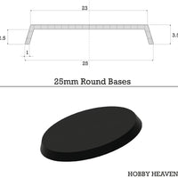 25mm Round Plain Plastic Bases - Hobby Heaven