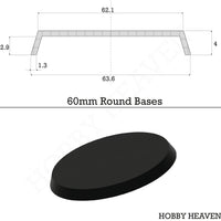 60mm Round Plain Plastic Bases - Hobby Heaven