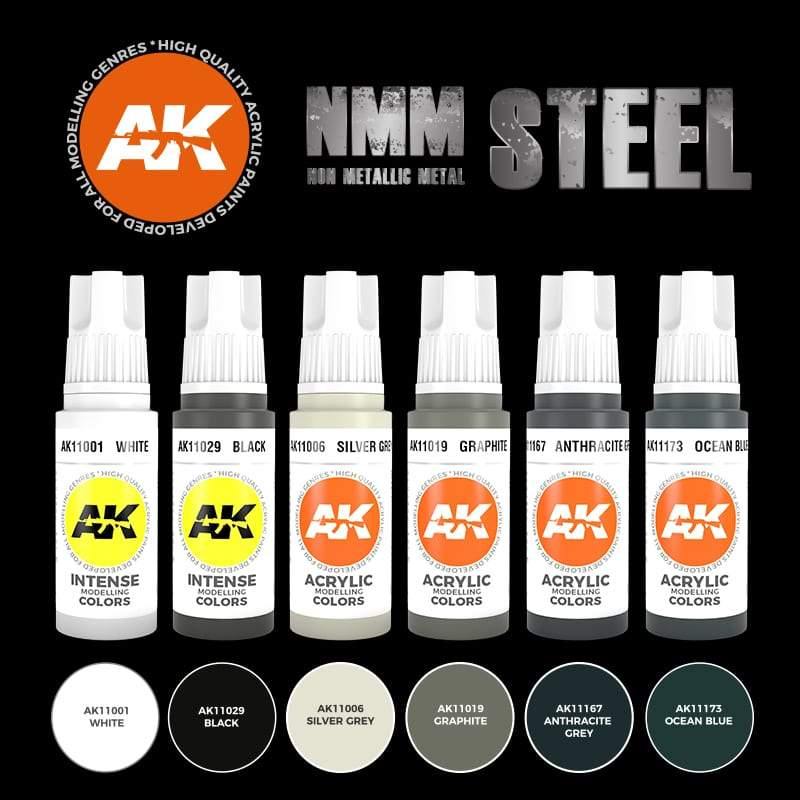 AK Interactive Non Metallic Metal Steel Paints Set - Hobby Heaven