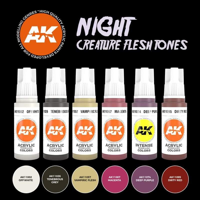 AK Interactive Night Creatures Flesh Tone AK11602 box with six 17 ml 3GEN acrylic bottles