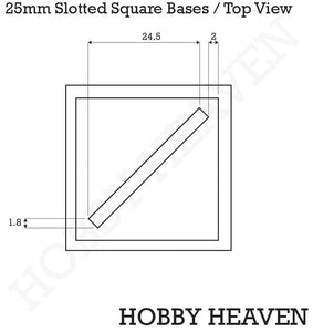 25mm Square Slotted Plastic Bases - Hobby Heaven