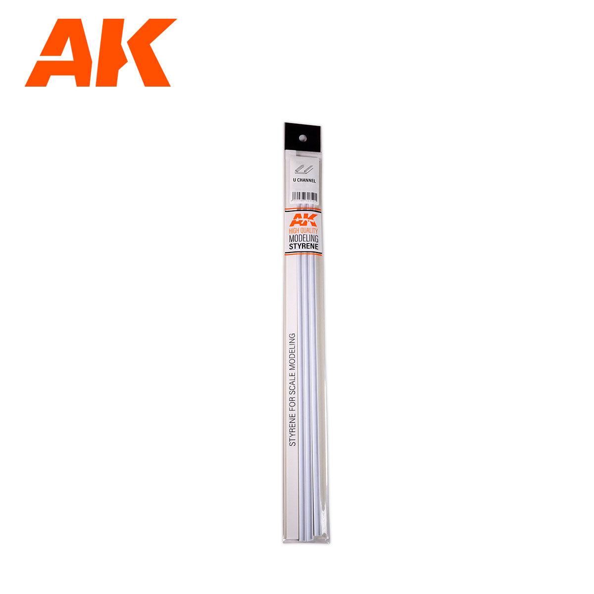 Ak Interactive Styrene U Channel 3.0 WIDTH X 350MM (4pcs) AK6555 - Hobby Heaven